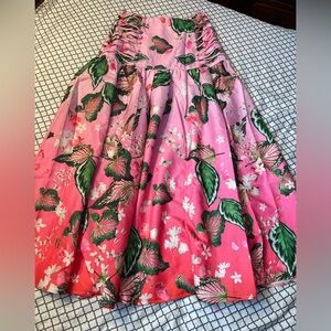 L'ATISTE Pink and Green Floral A-Line Skirt with top
